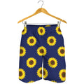 Navy Sunflower Pattern Print Men's Shorts