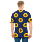 Navy Sunflower Pattern Print Men's T-Shirt