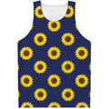 Navy Sunflower Pattern Print Men's Tank Top