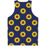 Navy Sunflower Pattern Print Men's Tank Top