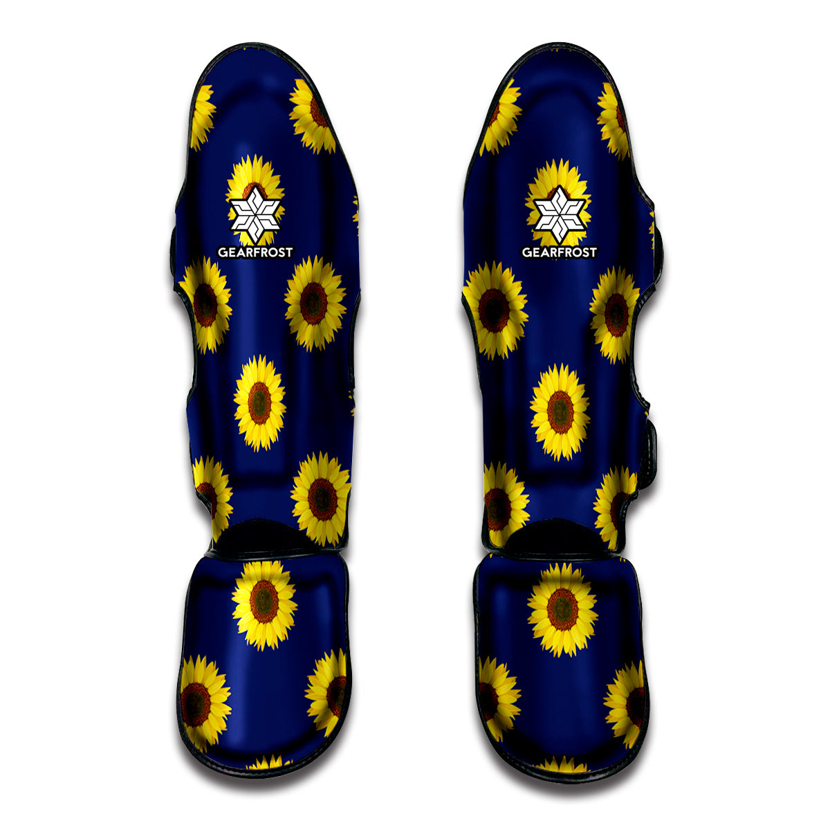 Navy Sunflower Pattern Print Muay Thai Shin Guard
