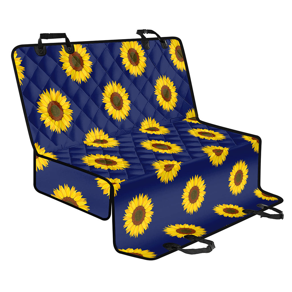Navy Sunflower Pattern Print Pet Car Back Seat Cover
