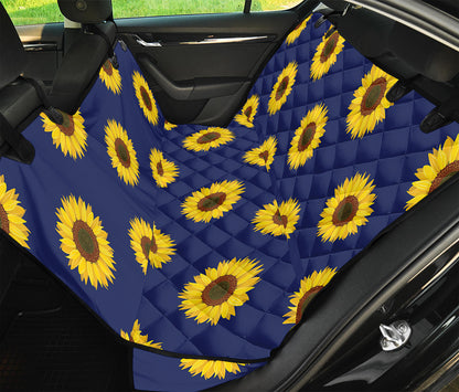 Navy Sunflower Pattern Print Pet Car Back Seat Cover