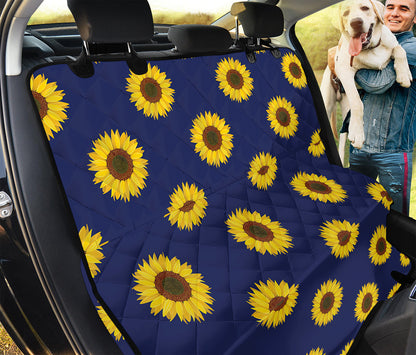 Navy Sunflower Pattern Print Pet Car Back Seat Cover