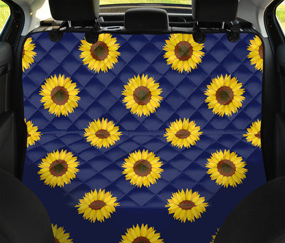 Navy Sunflower Pattern Print Pet Car Back Seat Cover