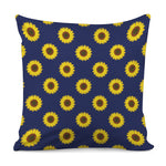 Navy Sunflower Pattern Print Pillow Cover