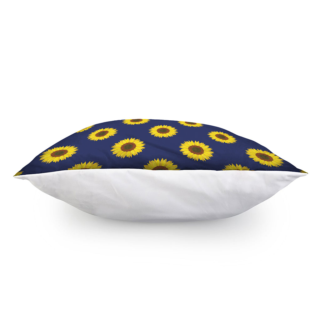 Navy Sunflower Pattern Print Pillow Cover
