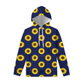 Navy Sunflower Pattern Print Pullover Hoodie