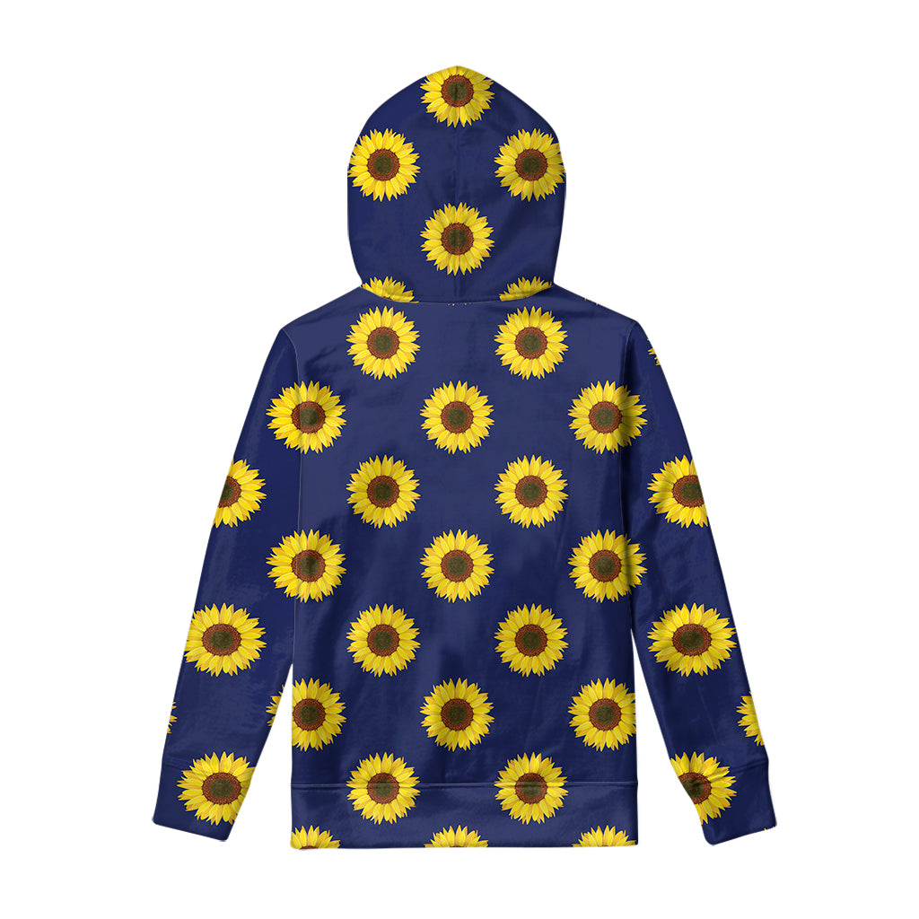 Navy Sunflower Pattern Print Pullover Hoodie