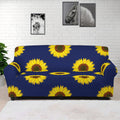 Navy Sunflower Pattern Print Sofa Cover
