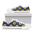 Navy Sunflower Pattern Print White Low Top Sneakers