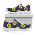 Navy Sunflower Pattern Print White Running Shoes