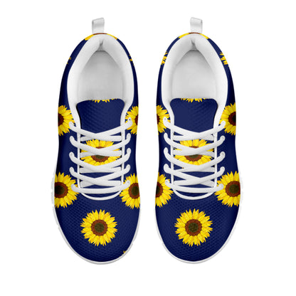 Navy Sunflower Pattern Print White Sneakers