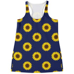 Navy Sunflower Pattern Print Women's Racerback Tank Top