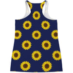 Navy Sunflower Pattern Print Women's Racerback Tank Top