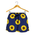 Navy Sunflower Pattern Print Women's Shorts