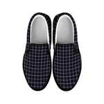 Navy Tattersall Pattern Print Black Slip On Shoes
