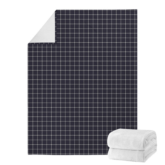 Navy Tattersall Pattern Print Blanket