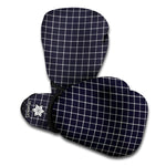 Navy Tattersall Pattern Print Boxing Gloves