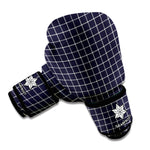 Navy Tattersall Pattern Print Boxing Gloves