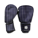 Navy Tattersall Pattern Print Boxing Gloves