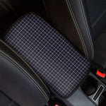 Navy Tattersall Pattern Print Car Center Console Cover