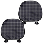 Navy Tattersall Pattern Print Car Headrest Covers