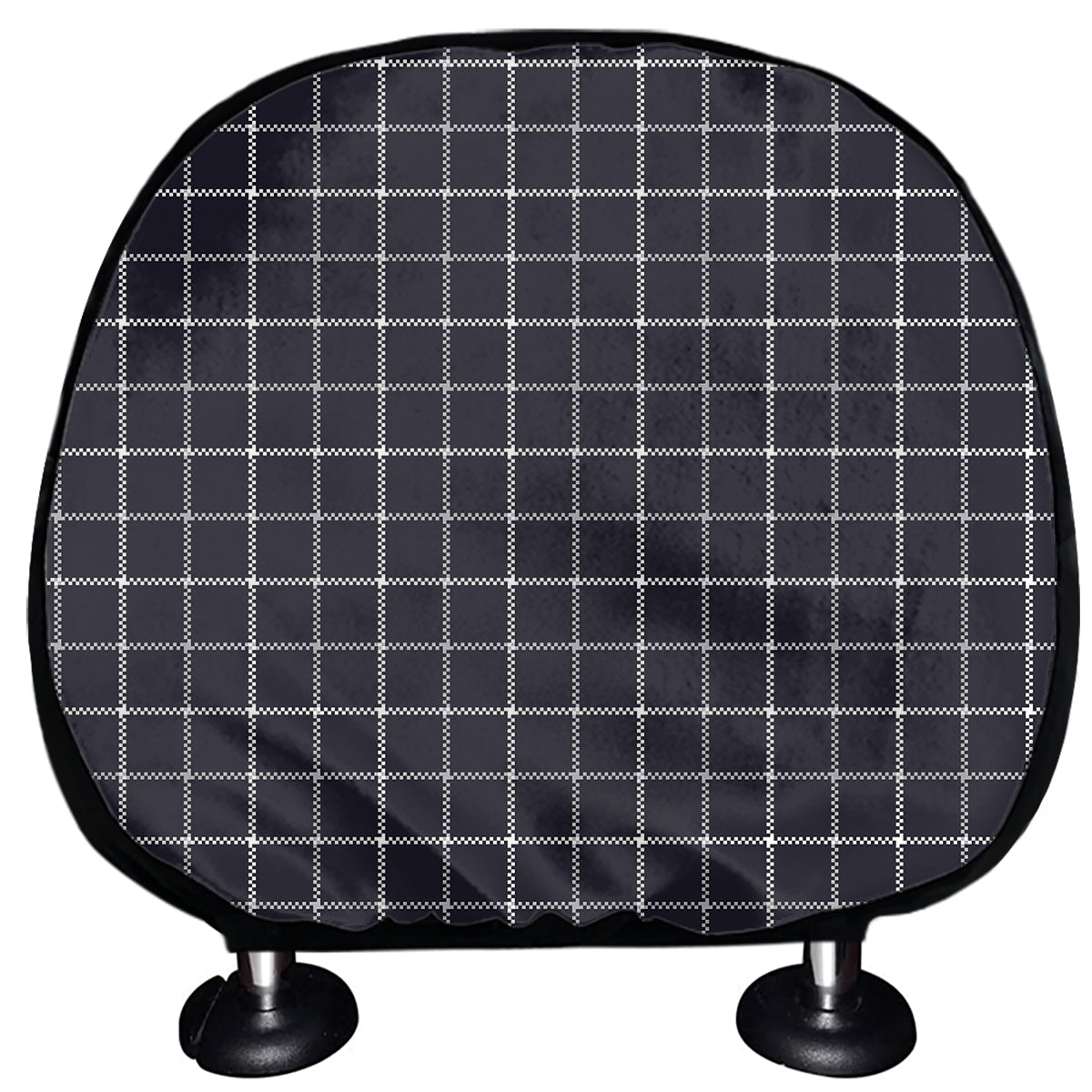 Navy Tattersall Pattern Print Car Headrest Covers
