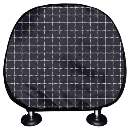 Navy Tattersall Pattern Print Car Headrest Covers