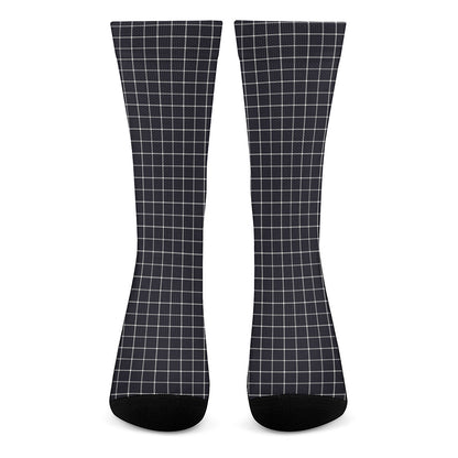 Navy Tattersall Pattern Print Crew Socks