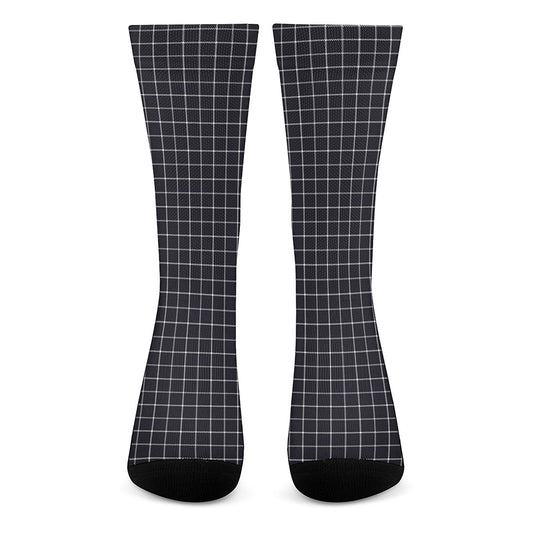 Navy Tattersall Pattern Print Crew Socks
