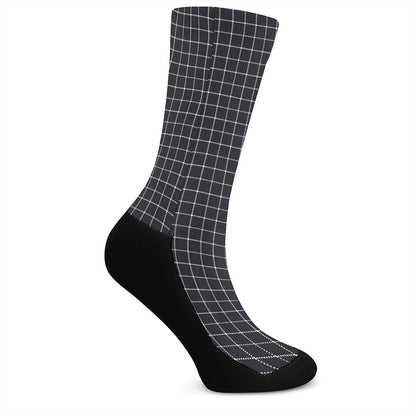 Navy Tattersall Pattern Print Crew Socks