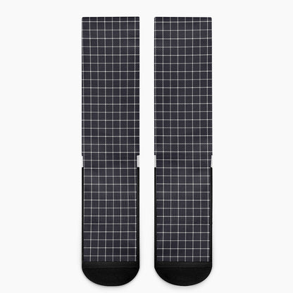 Navy Tattersall Pattern Print Crew Socks