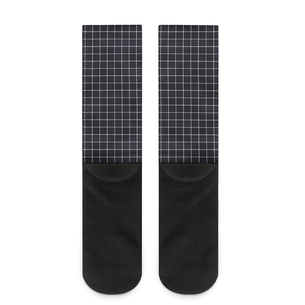 Navy Tattersall Pattern Print Crew Socks