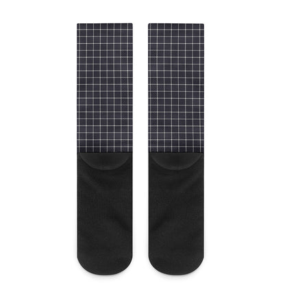 Navy Tattersall Pattern Print Crew Socks