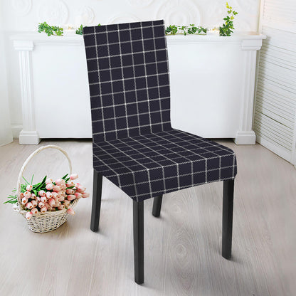 Navy Tattersall Pattern Print Dining Chair Slipcover