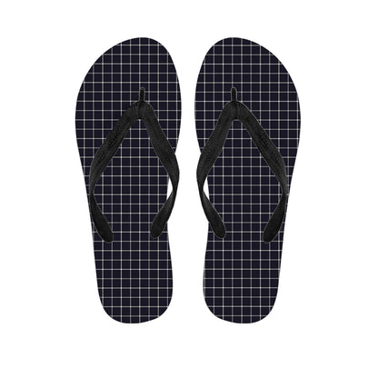 Navy Tattersall Pattern Print Flip Flops