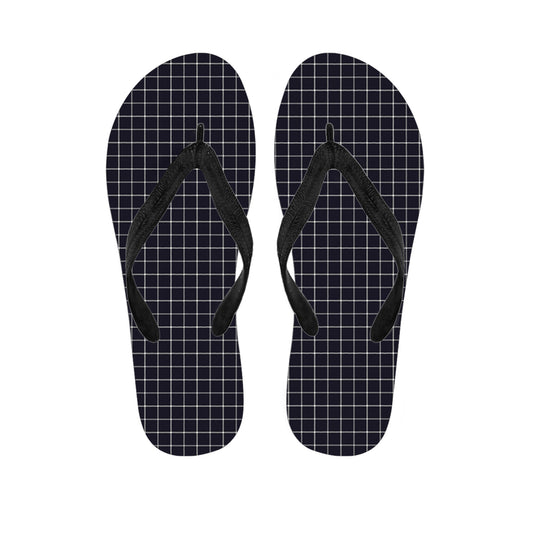 Navy Tattersall Pattern Print Flip Flops