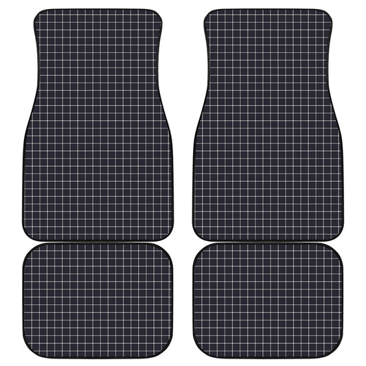 Navy Tattersall Pattern Print Front and Back Car Floor Mats