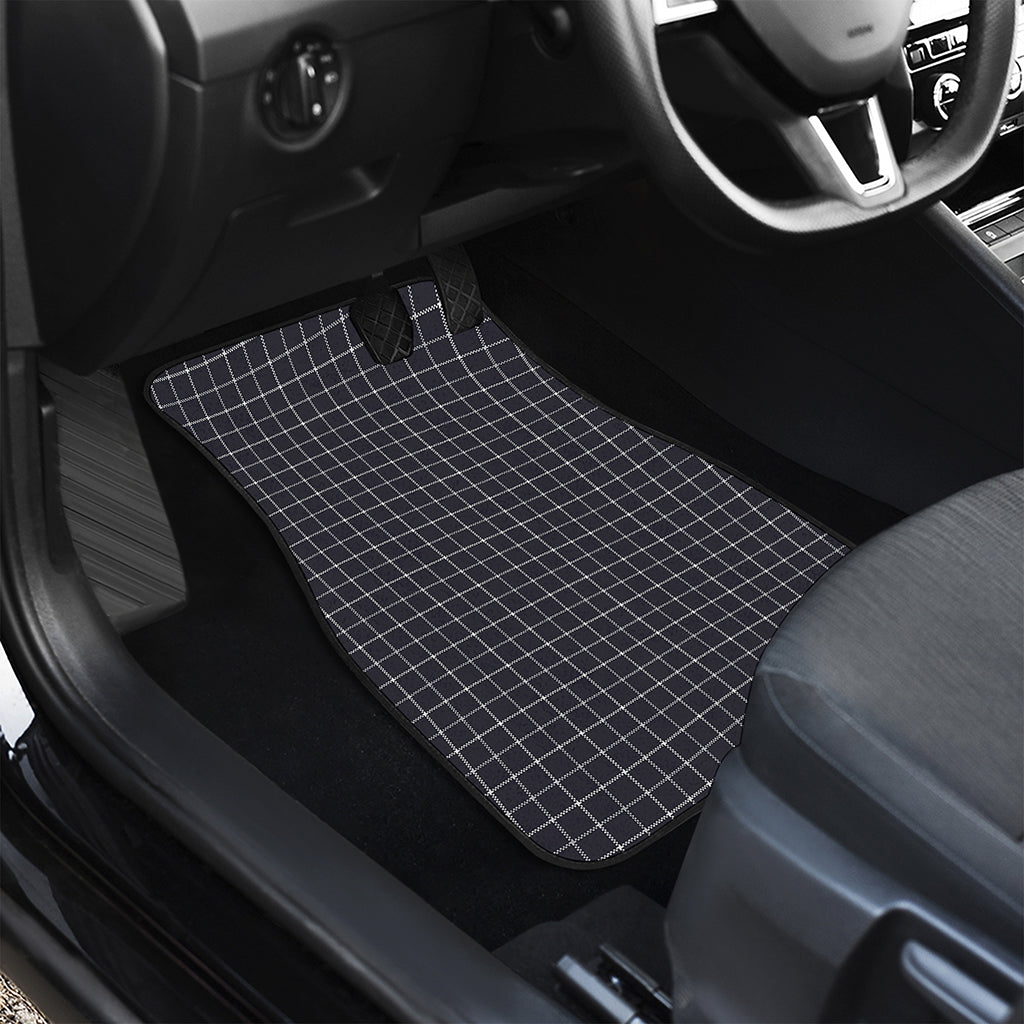 Navy Tattersall Pattern Print Front Car Floor Mats