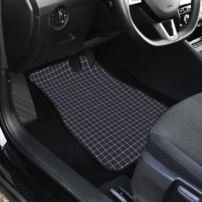 Navy Tattersall Pattern Print Front Car Floor Mats