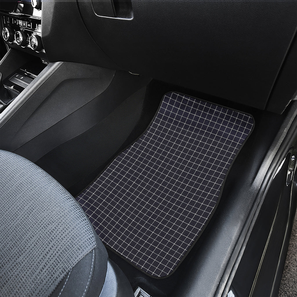 Navy Tattersall Pattern Print Front Car Floor Mats