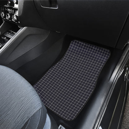 Navy Tattersall Pattern Print Front Car Floor Mats