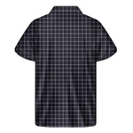 Navy Tattersall Pattern Print Men's Short Sleeve Shirt
