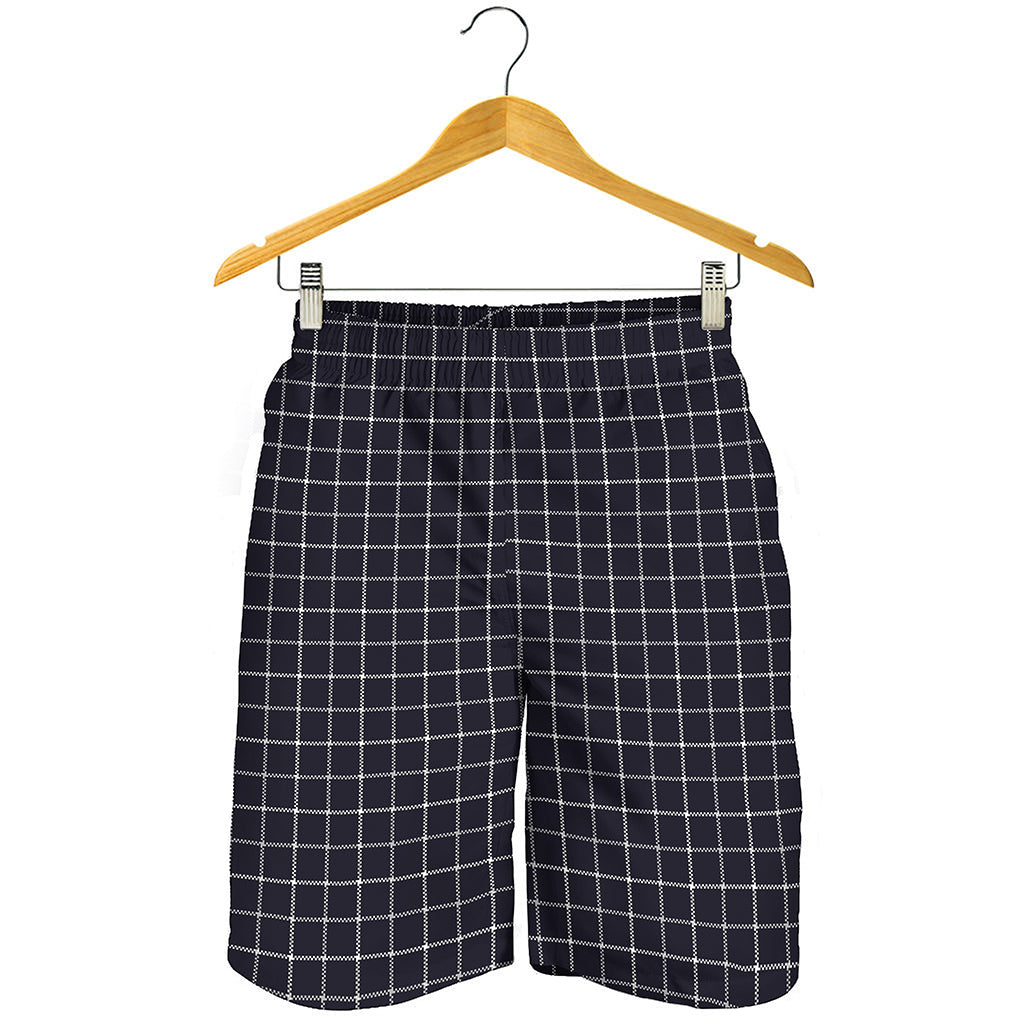 Navy Tattersall Pattern Print Men's Shorts