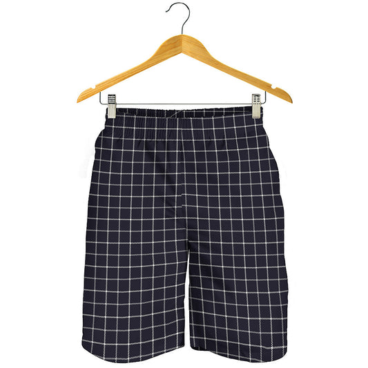Navy Tattersall Pattern Print Men's Shorts