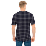 Navy Tattersall Pattern Print Men's T-Shirt