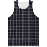 Navy Tattersall Pattern Print Men's Tank Top
