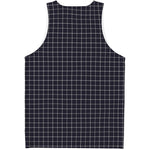 Navy Tattersall Pattern Print Men's Tank Top