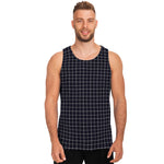 Navy Tattersall Pattern Print Men's Tank Top